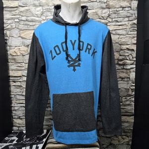 Zoo York Men Large Blue and Gray Long Sleeve Pullover Tshirt Hoodie